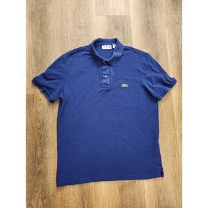 Lacoste Men's Slim Fit Large 40 in chest Piqué Polo Blue Cotton alligator Knit